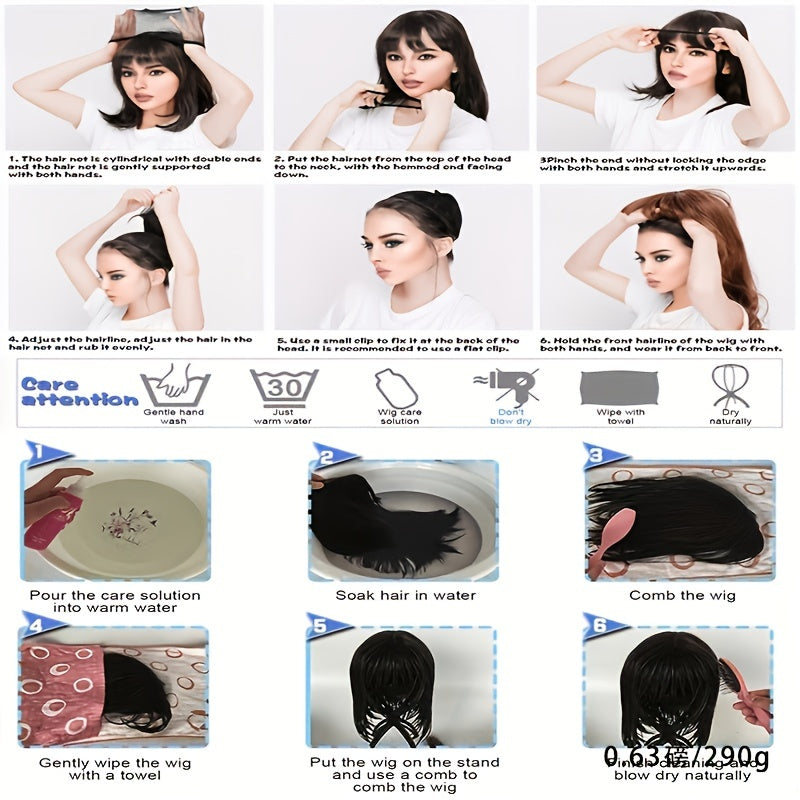 Synthetic Wigs for Women, Shoulder-length, with A Water Wave Style. It Has Brown Highlights. The Roots Of The Hair Are Brown, And The Middle Part Of The Hair Is In A Loose Curly Wave Shape. The Length Of The Wig Is 30 Inches,